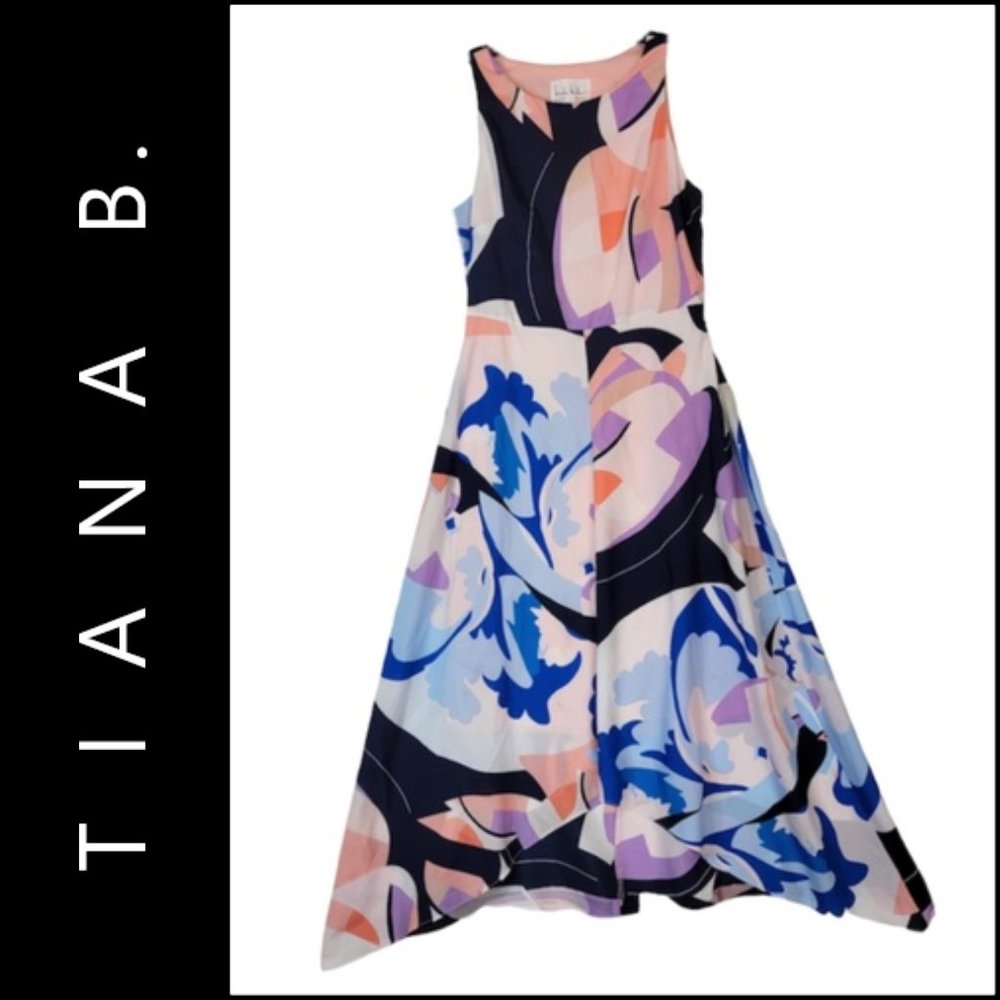Nicole Miller Multicolor Abstract Print High-Low Dress